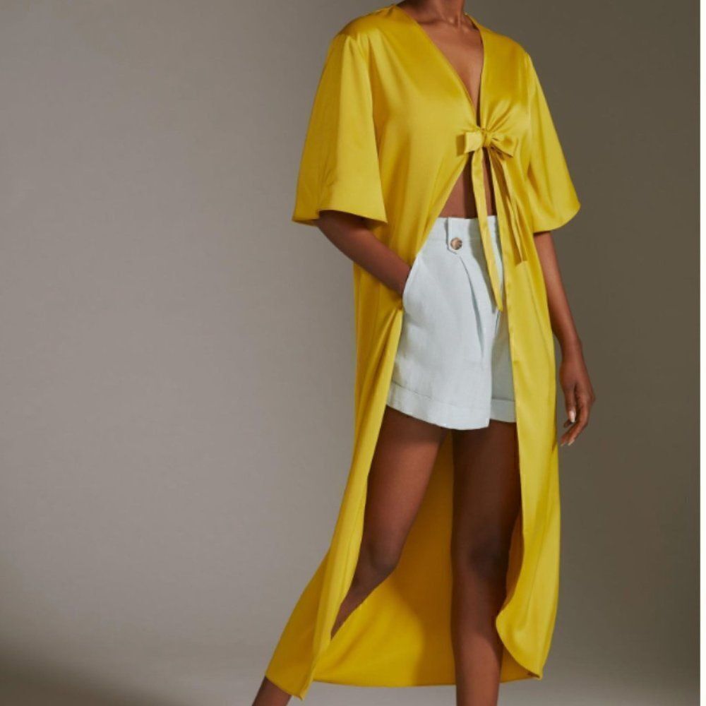 NEW Anthropologie Cross-Back Kimono in Yellow/Gold in One Size